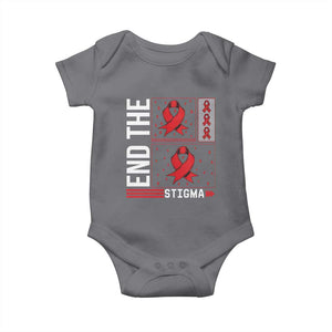 End The Stigma HIV Awareness Baby Onesie Red Ribbon Gift TS12 Charcoal Print Your Wear