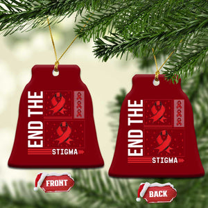 End The Stigma HIV Awareness Ceramic Ornament Red Ribbon Gift TS12 Print Your Wear