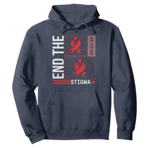 End The Stigma HIV Awareness Hoodie Red Ribbon Gift TS12 Navy Print Your Wear