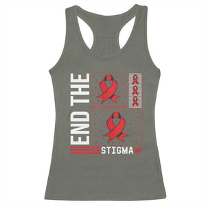 End The Stigma HIV Awareness Racerback Tank Top Red Ribbon Gift - Print Your Wear