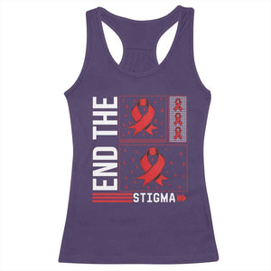 End The Stigma HIV Awareness Racerback Tank Top Red Ribbon Gift - Print Your Wear