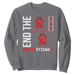 End The Stigma HIV Awareness Sweatshirt Red Ribbon Gift TS12 Charcoal Print Your Wear