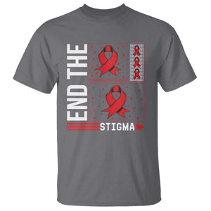 End The Stigma HIV Awareness T Shirt Red Ribbon Gift TS12 Charcoal Print Your Wear
