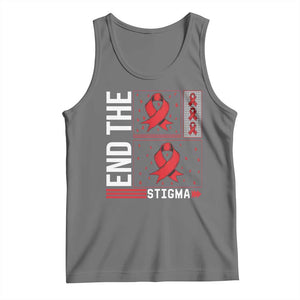 End The Stigma HIV Awareness Tank Top Red Ribbon Gift TS12 Black Heather Print Your Wear