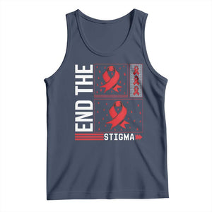 End The Stigma HIV Awareness Tank Top Red Ribbon Gift TS12 Navy Print Your Wear