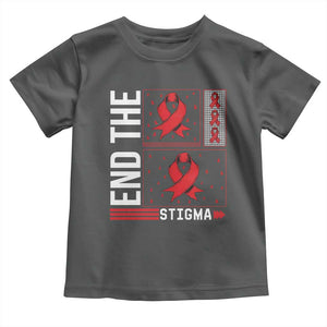 End The Stigma HIV Awareness Toddler T Shirt Red Ribbon Gift TS12 Dark Heather Print Your Wear