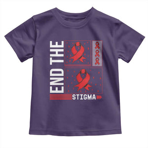 End The Stigma HIV Awareness Toddler T Shirt Red Ribbon Gift TS12 Purple Print Your Wear