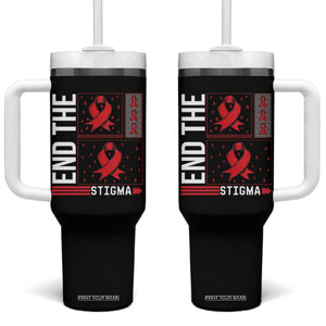 End The Stigma HIV Awareness Tumbler With Handle Red Ribbon Gift TS12 One Size: 40 oz Black Print Your Wear