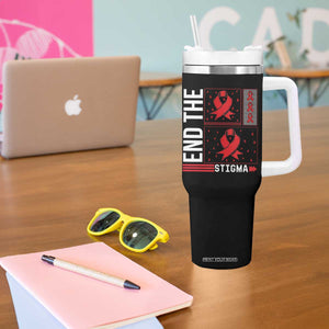 End The Stigma HIV Awareness Tumbler With Handle Red Ribbon Gift TS12 Print Your Wear