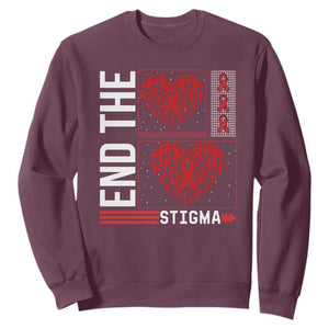 HIV Awareness End The Stigma Sweatshirt World AIDS Day Gift TS12 Maroon Print Your Wear