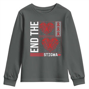 HIV Awareness End The Stigma Youth Sweatshirt World AIDS Day Gift TS12 Dark Heather Print Your Wear