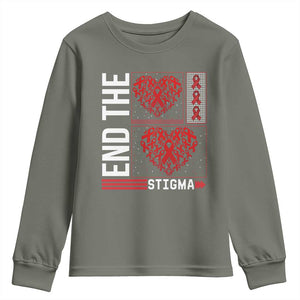 HIV Awareness End The Stigma Youth Sweatshirt World AIDS Day Gift TS12 Military Green Print Your Wear