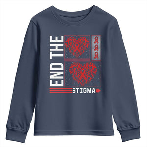 HIV Awareness End The Stigma Youth Sweatshirt World AIDS Day Gift TS12 Navy Print Your Wear