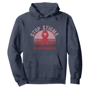Stop The Stigma HIV Awareness Hoodie World AIDS Day Gift TS12 Navy Print Your Wear