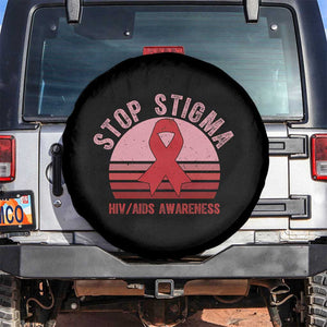 Stop The Stigma HIV Awareness Spare Tire Cover World AIDS Day Gift TS12 No hole Black Print Your Wear