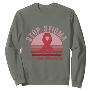 Stop The Stigma HIV Awareness Sweatshirt World AIDS Day Gift TS12 Military Green Print Your Wear