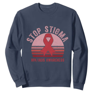 Stop The Stigma HIV Awareness Sweatshirt World AIDS Day Gift TS12 Navy Print Your Wear