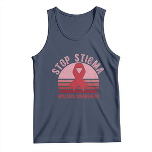 Stop The Stigma HIV Awareness Tank Top World AIDS Day Gift TS12 Navy Print Your Wear