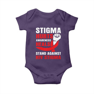 Stigma Hurts Awareness Heals Baby Onesie HIV Awareness Red Ribbon Support Gift TS12 Purple Print Your Wear