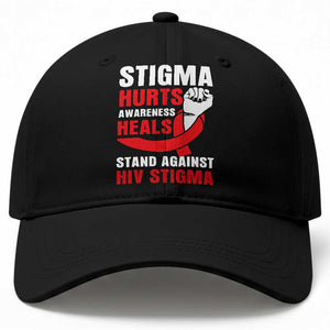 Stigma Hurts Awareness Heals Baseball Cap HIV Awareness Red Ribbon Support Gift TS12 Print Your Wear