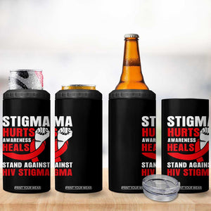 Stigma Hurts Awareness Heals 4 in 1 Can Cooler Tumbler HIV Awareness Red Ribbon Support Gift TS12 Print Your Wear