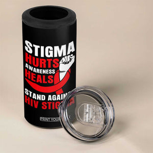 Stigma Hurts Awareness Heals 4 in 1 Can Cooler Tumbler HIV Awareness Red Ribbon Support Gift TS12 Print Your Wear