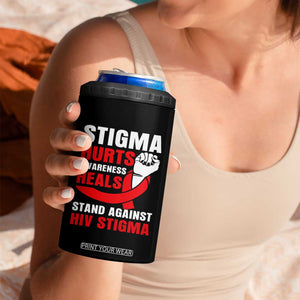 Stigma Hurts Awareness Heals 4 in 1 Can Cooler Tumbler HIV Awareness Red Ribbon Support Gift TS12 Print Your Wear