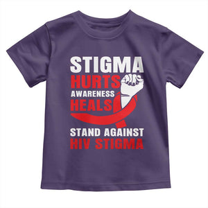Stigma Hurts Awareness Heals Toddler T Shirt HIV Awareness Red Ribbon Support Gift TS12 Purple Print Your Wear