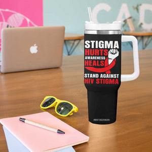 Stigma Hurts Awareness Heals Tumbler With Handle HIV Awareness Red Ribbon Support Gift TS12 Print Your Wear