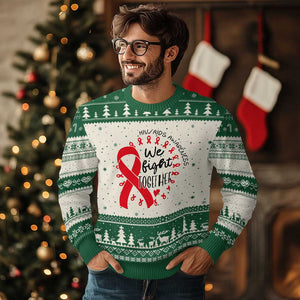 HIV Awareness Red Ribbon Support Gift Ugly Christmas Sweater We Fight Together TS12 Beige Green Print Your Wear