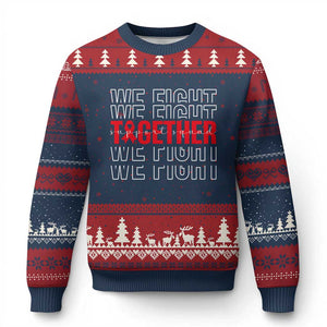 We Fight Together Support Squad HIV Awareness Gift Ugly Christmas Sweater TS12 Navy Red Print Your Wear