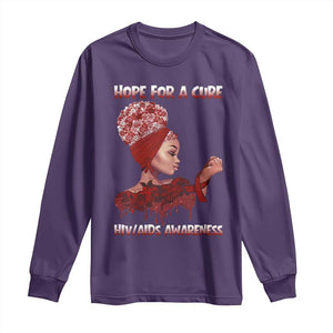 Hope For A Cure HIV Awareness Long Sleeve Shirt Support Squad Gift TS12 Purple Print Your Wear