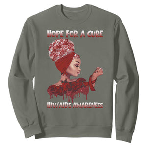 Hope For A Cure HIV Awareness Sweatshirt Support Squad Gift TS12 Military Green Print Your Wear