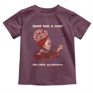 Hope For A Cure HIV Awareness Toddler T Shirt Support Squad Gift TS12 Maroon Print Your Wear