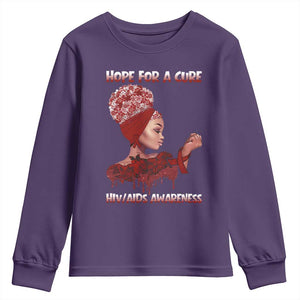 Hope For A Cure HIV Awareness Youth Sweatshirt Support Squad Gift TS12 Purple Print Your Wear