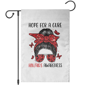 Hope For A Cure HIV Awareness Garden Flag Strong Woman Red Ribbon Gift TS12 White Print Your Wear