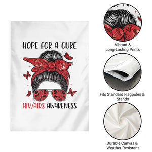Hope For A Cure HIV Awareness Garden Flag Strong Woman Red Ribbon Gift TS12 Print Your Wear