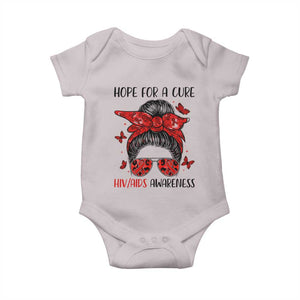 Hope For A Cure HIV Awareness Baby Onesie Strong Woman Red Ribbon Gift TS12 Ice Gray Print Your Wear