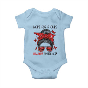 Hope For A Cure HIV Awareness Baby Onesie Strong Woman Red Ribbon Gift TS12 Light Blue Print Your Wear