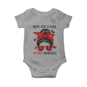 Hope For A Cure HIV Awareness Baby Onesie Strong Woman Red Ribbon Gift TS12 Sport Gray Print Your Wear