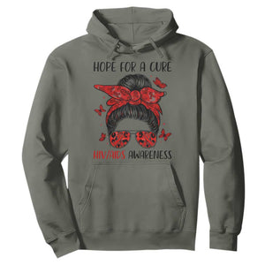 Hope For A Cure HIV Awareness Hoodie Strong Woman Red Ribbon Gift TS12 Military Green Print Your Wear