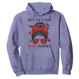 Hope For A Cure HIV Awareness Hoodie Strong Woman Red Ribbon Gift TS12 Violet Print Your Wear