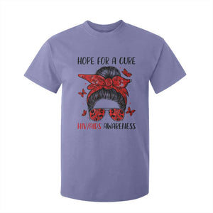 Hope For A Cure HIV Awareness T Shirt For Kid Strong Woman Red Ribbon Gift TS12 Violet Print Your Wear