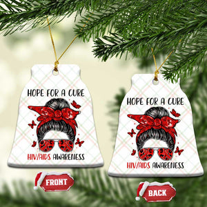 Hope For A Cure HIV Awareness Ceramic Ornament Strong Woman Red Ribbon Gift TS12 Print Your Wear
