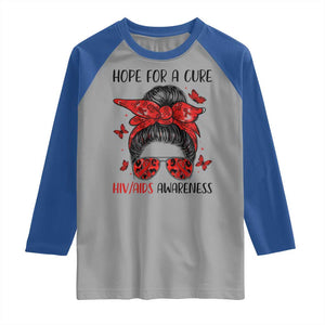 Hope For A Cure HIV Awareness Raglan Shirt Strong Woman Red Ribbon Gift TS12 Sport Gray Royal Print Your Wear