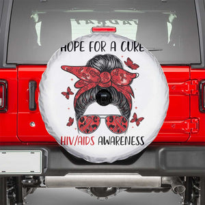 Hope For A Cure HIV Awareness Spare Tire Cover Strong Woman Red Ribbon Gift TS12 White Print Your Wear