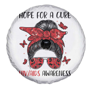 Hope For A Cure HIV Awareness Spare Tire Cover Strong Woman Red Ribbon Gift TS12 Print Your Wear
