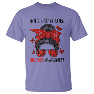 Hope For A Cure HIV Awareness T Shirt Strong Woman Red Ribbon Gift TS12 Violet Print Your Wear