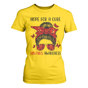 Hope For A Cure HIV Awareness T Shirt For Women Strong Woman Red Ribbon Gift TS12 Daisy Print Your Wear