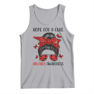 Hope For A Cure HIV Awareness Tank Top Strong Woman Red Ribbon Gift TS12 Athletic Heather Print Your Wear